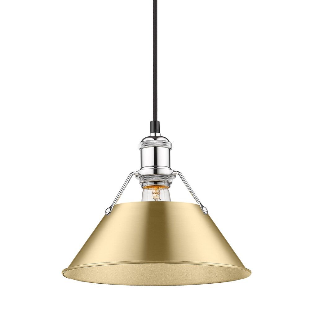 Golden Lighting Orwell 1-Light Medium Pendant with Brushed Champagne Bronze Shade in Chrome, , large