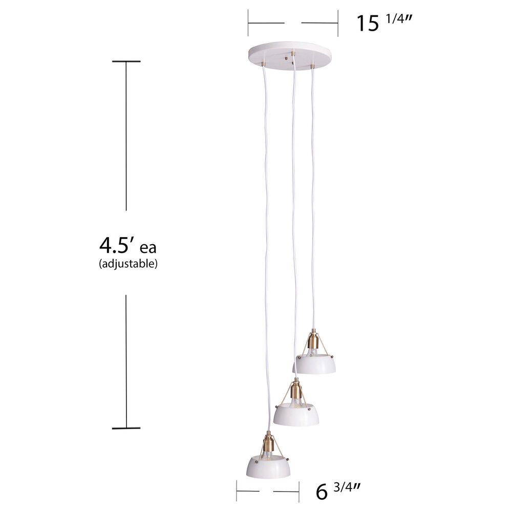 Southern Enterprises Renmarco 3-Light Cluster Pendant in Antique Brass and White, , large