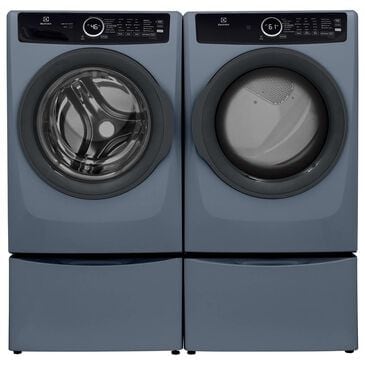 Electrolux 400 Series 4.5 Cu. Ft. Front Load Washer and 8 Cu. Ft. Electric Dryer Laundry Pair with Two Pedestal Storage Drawers in Denim Blue, , large