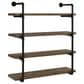Pacific Landing Elmcrest 4-Shelf Wall Bookshelf in Rustic Oak and Black, , large