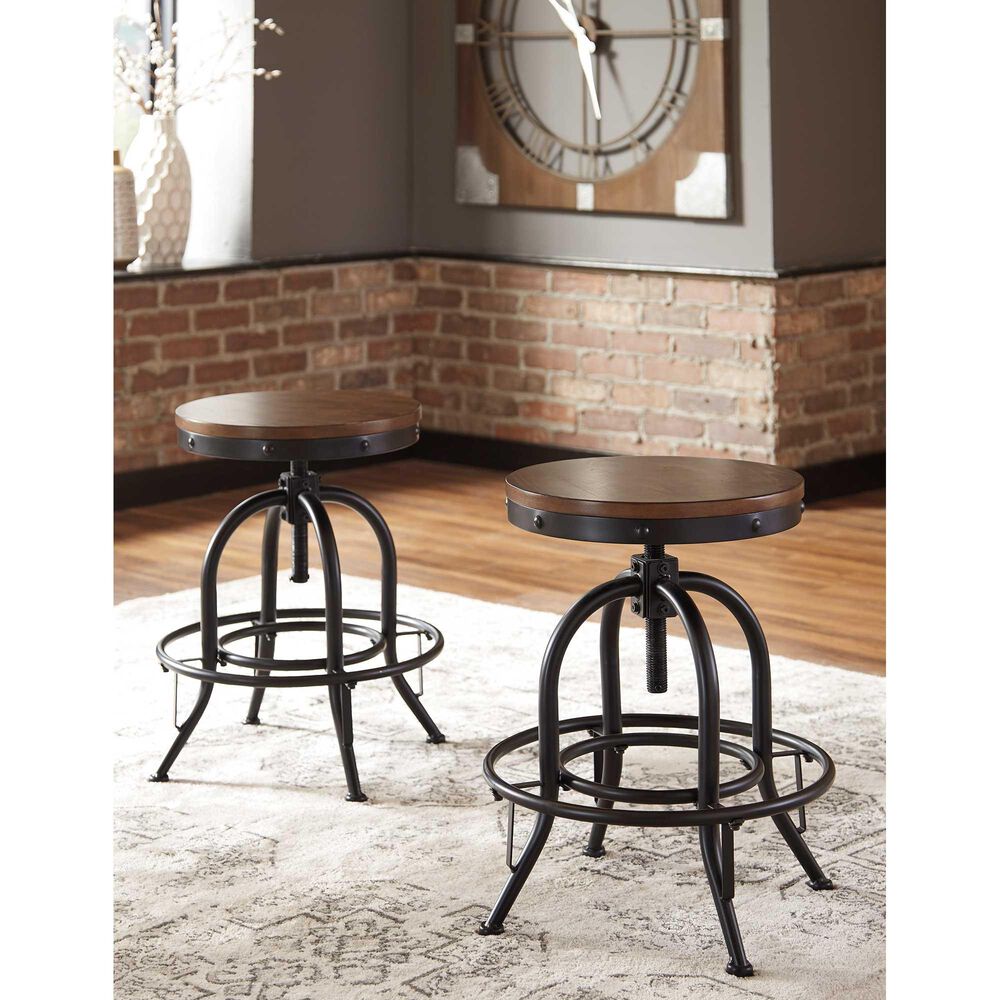 Signature Design by Ashley Valebeck Swivel Barstool in Brown/Black &#40;Set of 2&#41;, , large