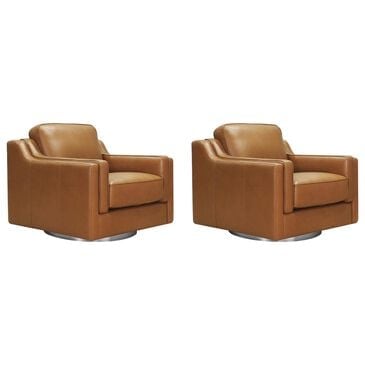 Hydeline Bella Swivel Chair in Cognac Brown (Set of 2), , large