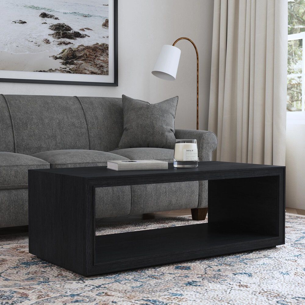 Flexsteel Waterfall Rectangular Coffee Table with Casters in Ebony, , large