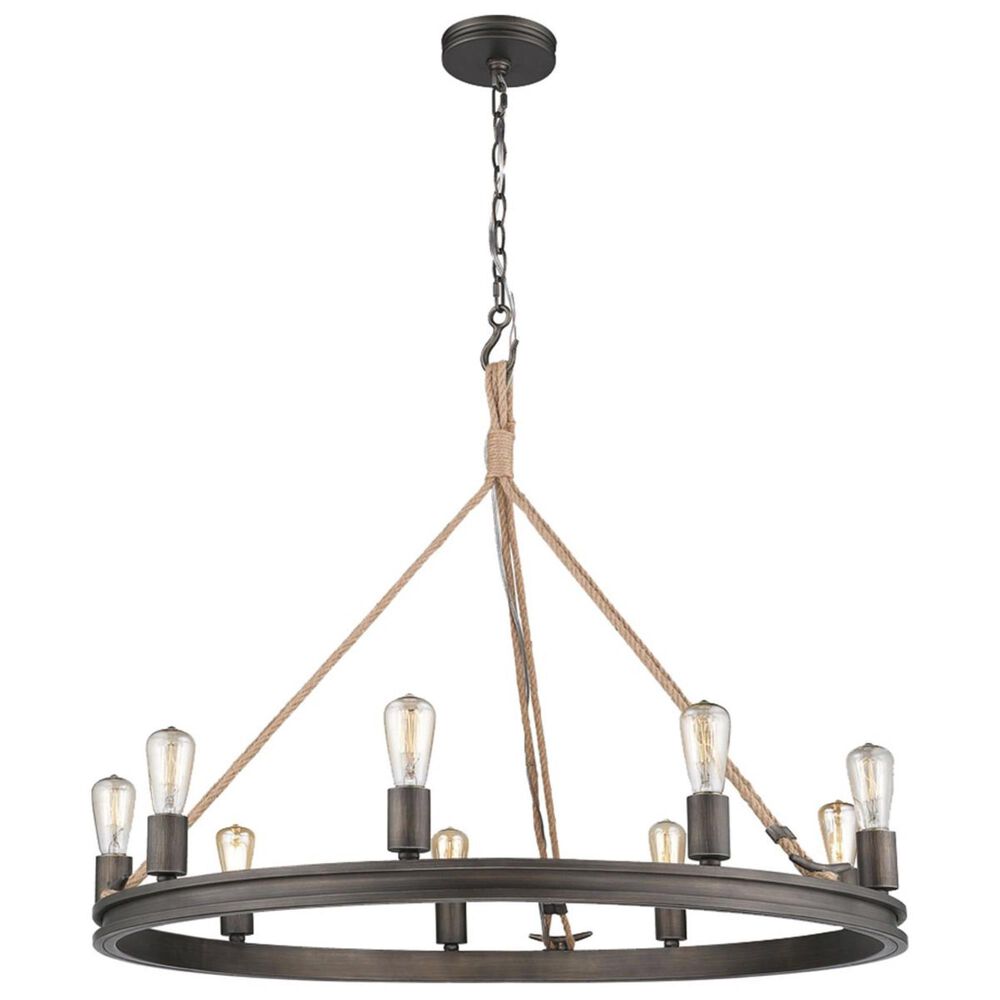 Golden Lighting Chatham 9-Light Chandelier in Gunmetal Bronze and Rope, , large