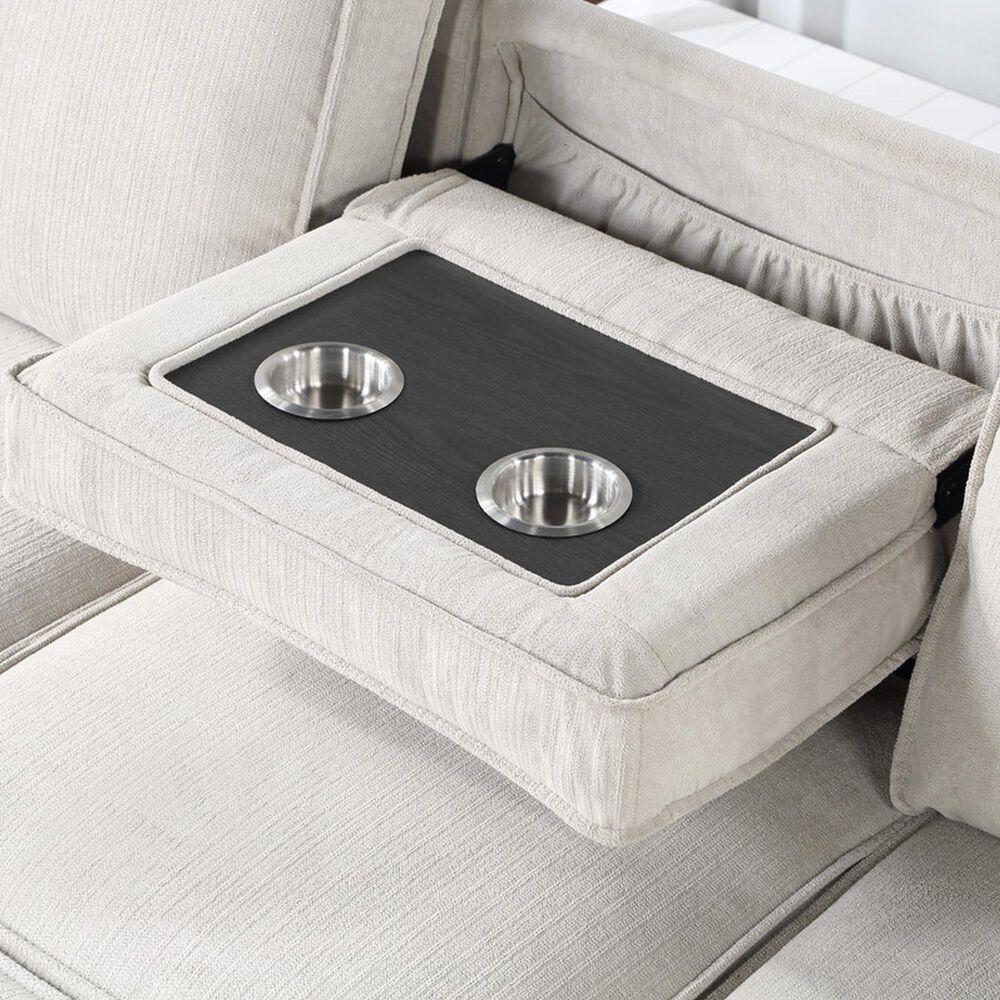 HOMLUX 86.5"W Sleeper Sectional Sofa with Storage Chaise, Cup Holders and USB Ports, in Beige, , large