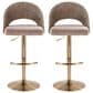 LumiSource Renee Adjustable Swivel Bar Stool with Brown Fabric Upholstery in Gold (Set of 2), , large