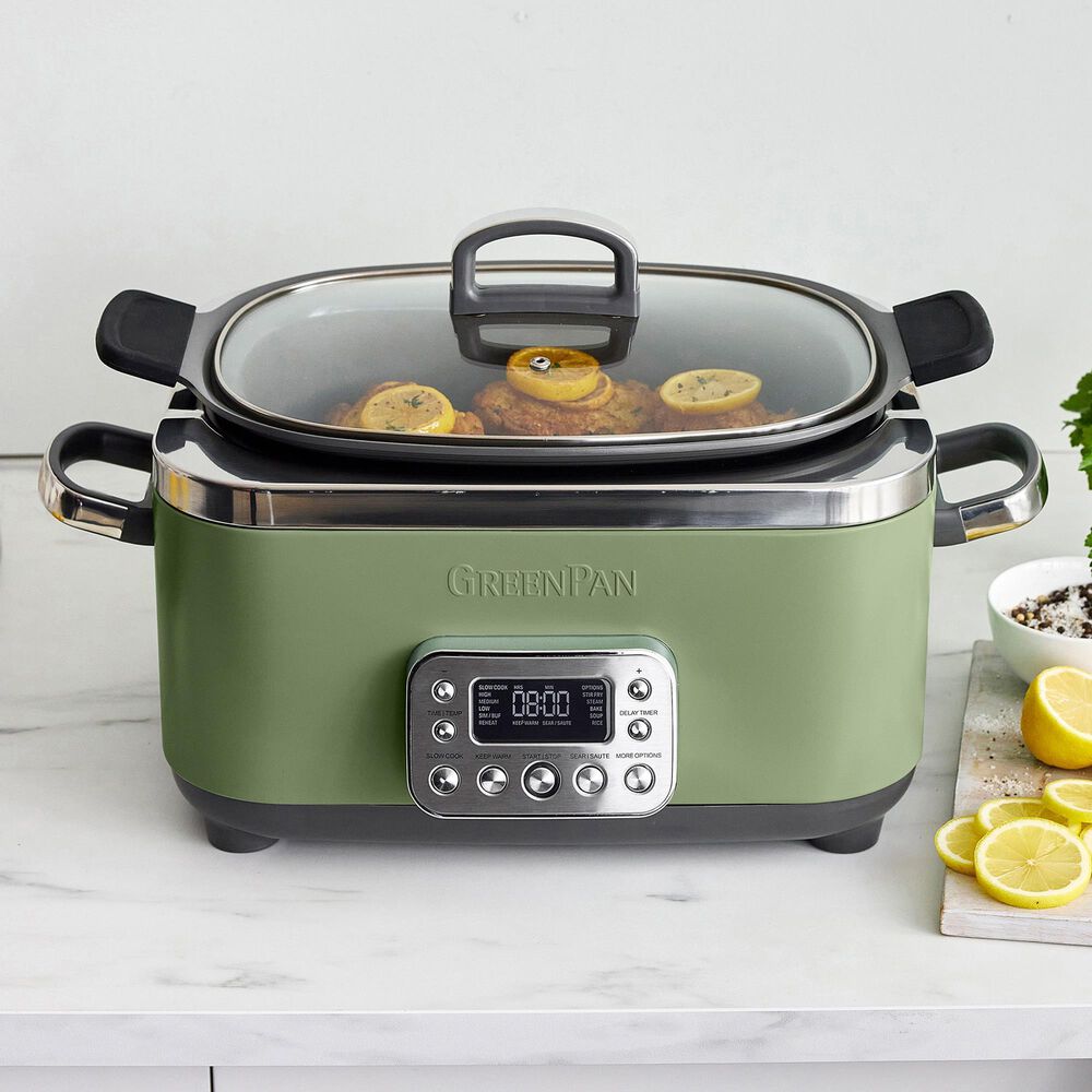Green Pan Elite 14-In-1 6 Quart Slow Cooker in Sage Green, , large