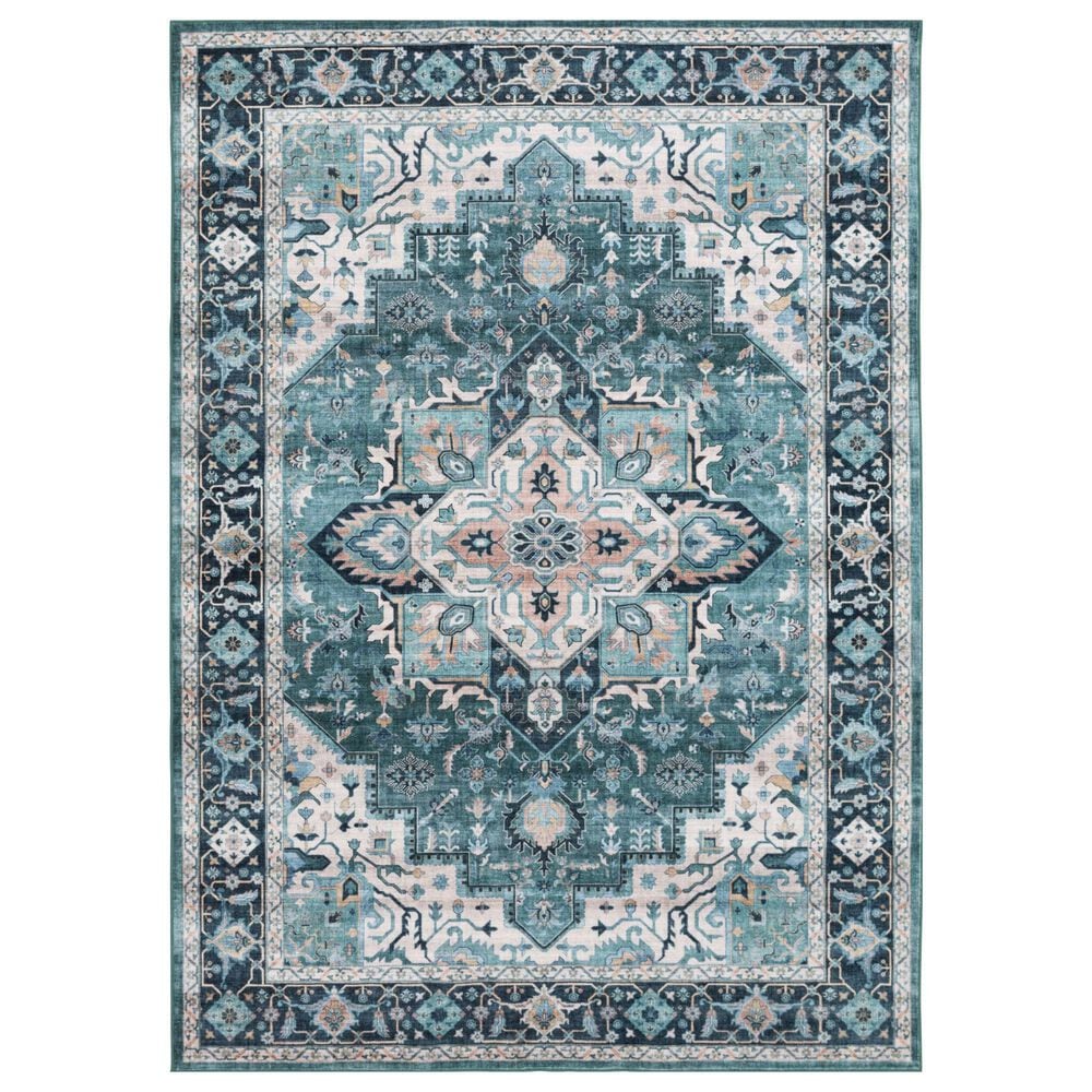 Central Oriental Rugease Velveteen Chantal Green and Ivory 7"6" x 9"6" Area Rug, , large