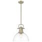 Golden Lighting Duncan 1-Light Pendant with Rod and Clear Shade in Aged Brass, , large