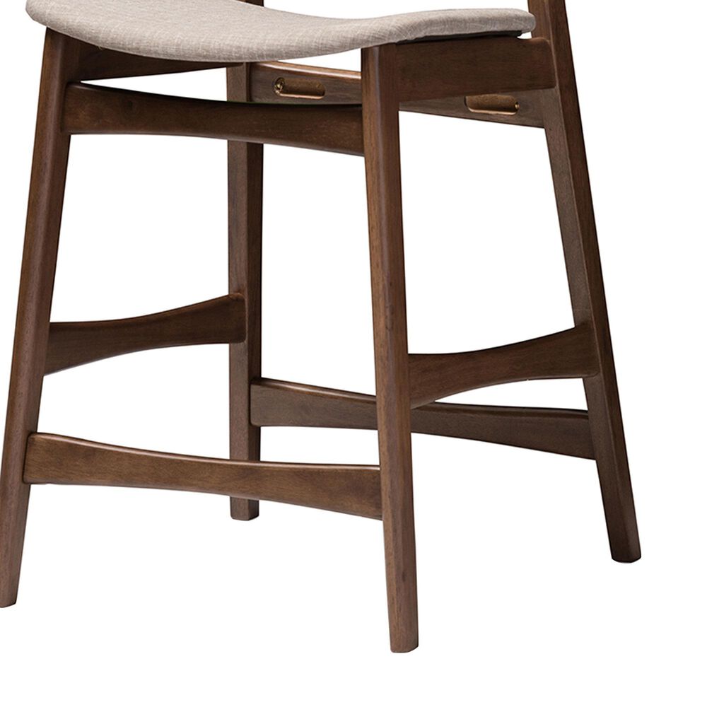 Baxton Studio Latina Counter Stool with Light Grey Cushion in Walnut (Set of 2), , large