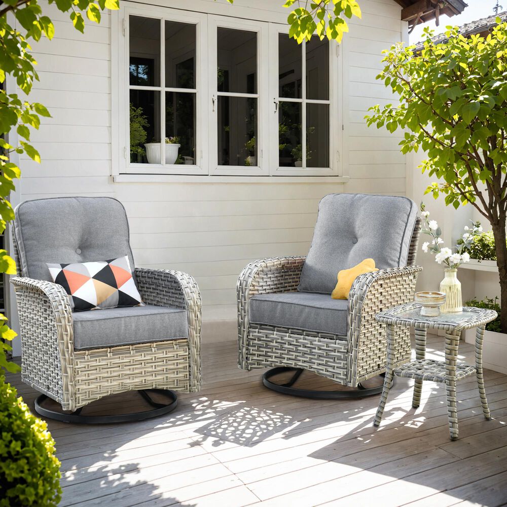 HOMLUX 3-Piece Patio Conversation Set  in Dark Gray, , large