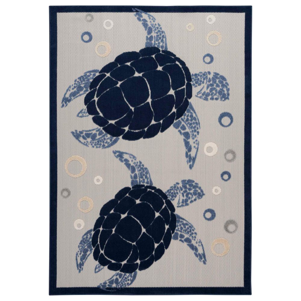 Nourison Aloha 3"6" x 5"6" Navy Blue Indoor/Outdoor Area Rug, , large
