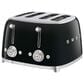 SMEG 4-Slice Retro Style Toaster with 2 Crumb Tray in Black and Stainless Steel, , large