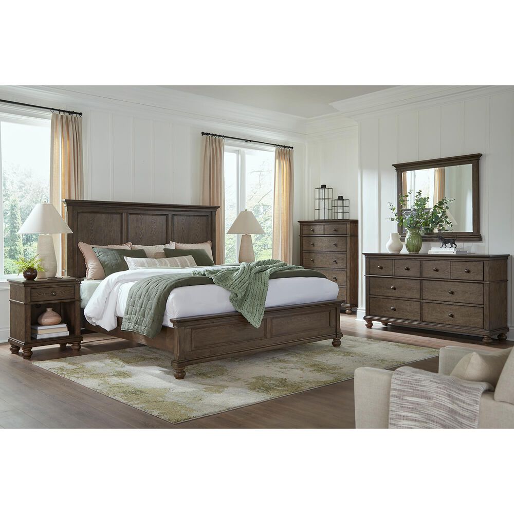 Riva Ridge Oxford 3-Piece Queen Panel Bedroom Set in Cocoa with USB Ports, , large