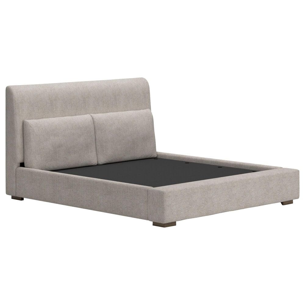 Millenium Cabalynn California King Oatmeal Upholstered Platform Panel Bed in Light Brown, , large