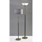 Adesso Bergen Floor Lamp in Black and Antique Brass, , large