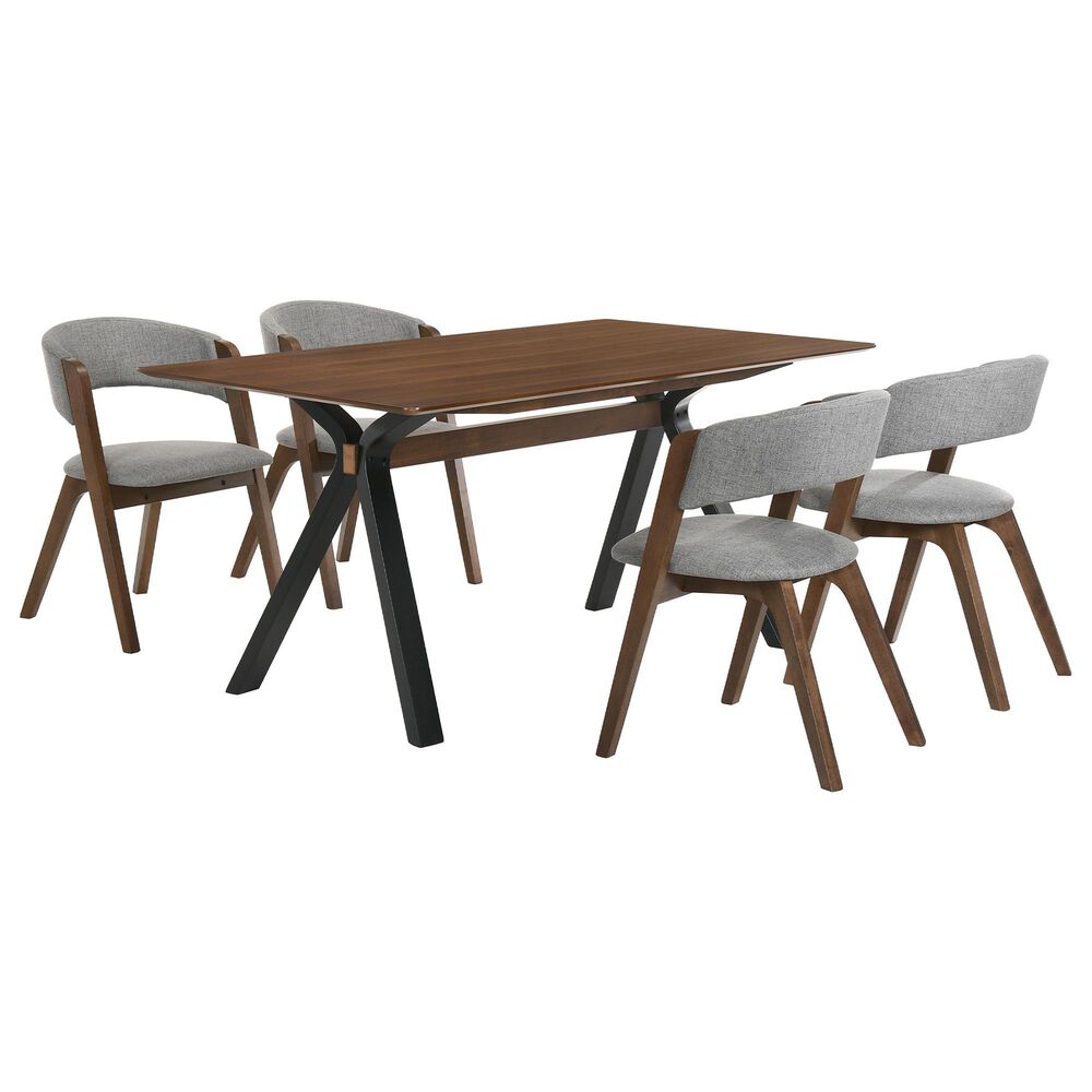 Blue River Laredo and Rowan 5-Piece Dining Set in Walnut and Black, , large