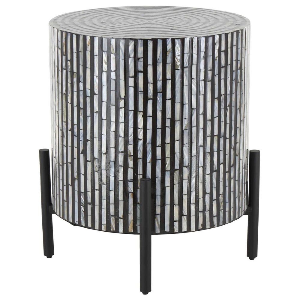 Maple and Jade Handmade Mosaic Inlay Geometric Accent End Table in Multicolored, , large