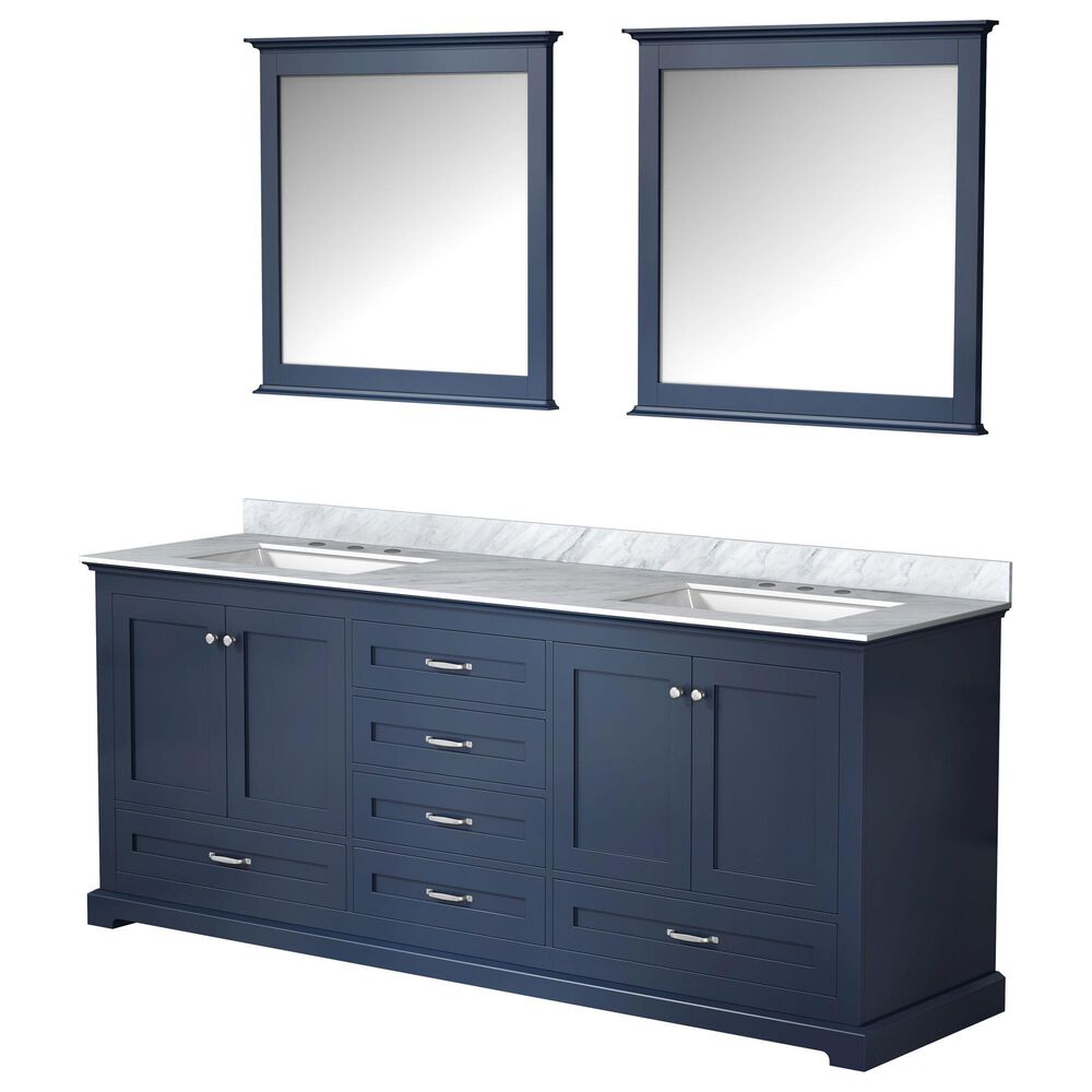 Lexora Home Dukes 80" Double Bathroom Vanity in Espresso with 2 cm White Carrara Marble Top, Rectangular Sinks and 30" Mirrors, , large