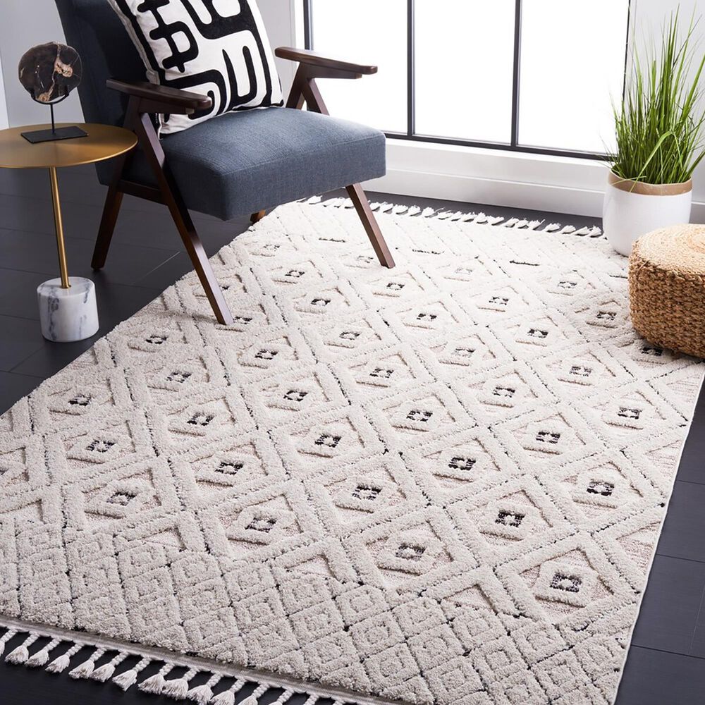 Safavieh Marrakesh MRK546A 5&#39;3&quot; x 7&#39;6&quot; Ivory and Grey Area Rug, , large