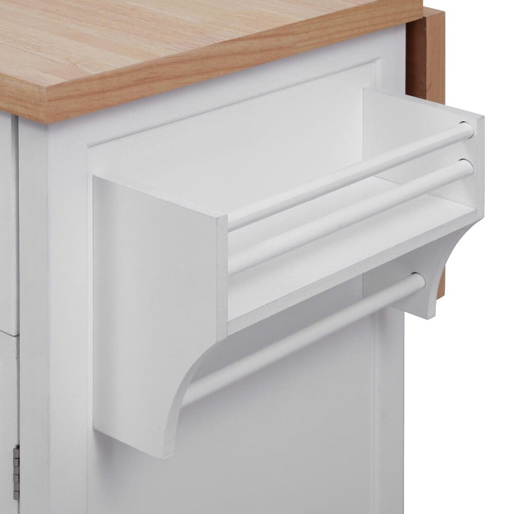 HOMLUX 56.5'' Kitchen Island with Drop Leaf in White and Natural, , large