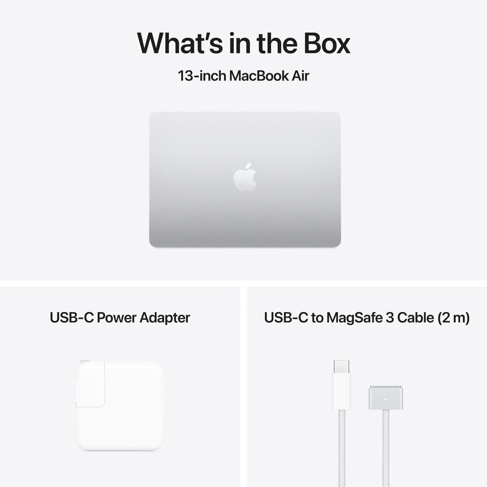 Apple MacBook Air 13.6&quot; Laptop - Apple M4 chip 10-core CPU - 16GB RAM - 10-core GPU - 512GB SSD in Silver with 3-Year AppleCare+, , large
