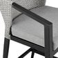 Armen Living Palma Patio Counter Height Bar Stool with Dark Grey Cushion in Black, , large
