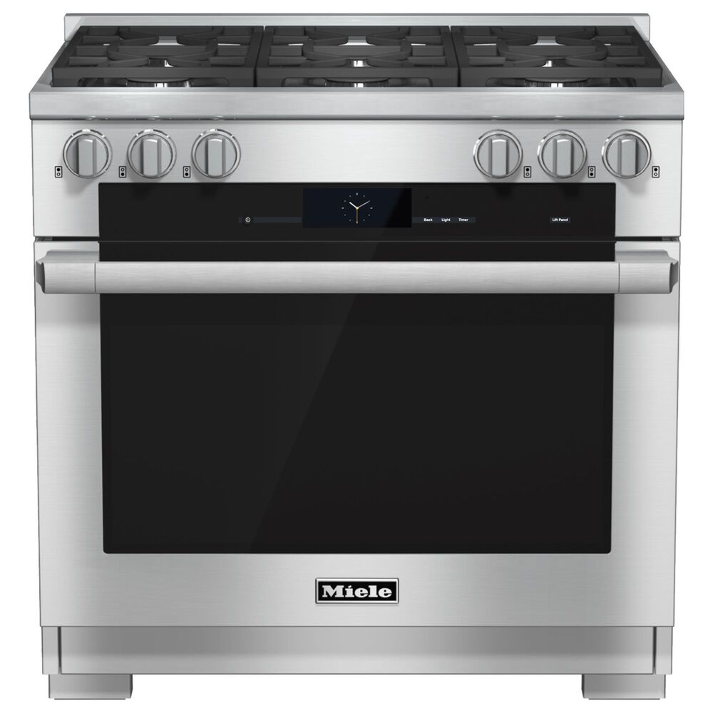 Miele 36" Freestanding Dual Fuel Range in Clean Touch Steel, , large