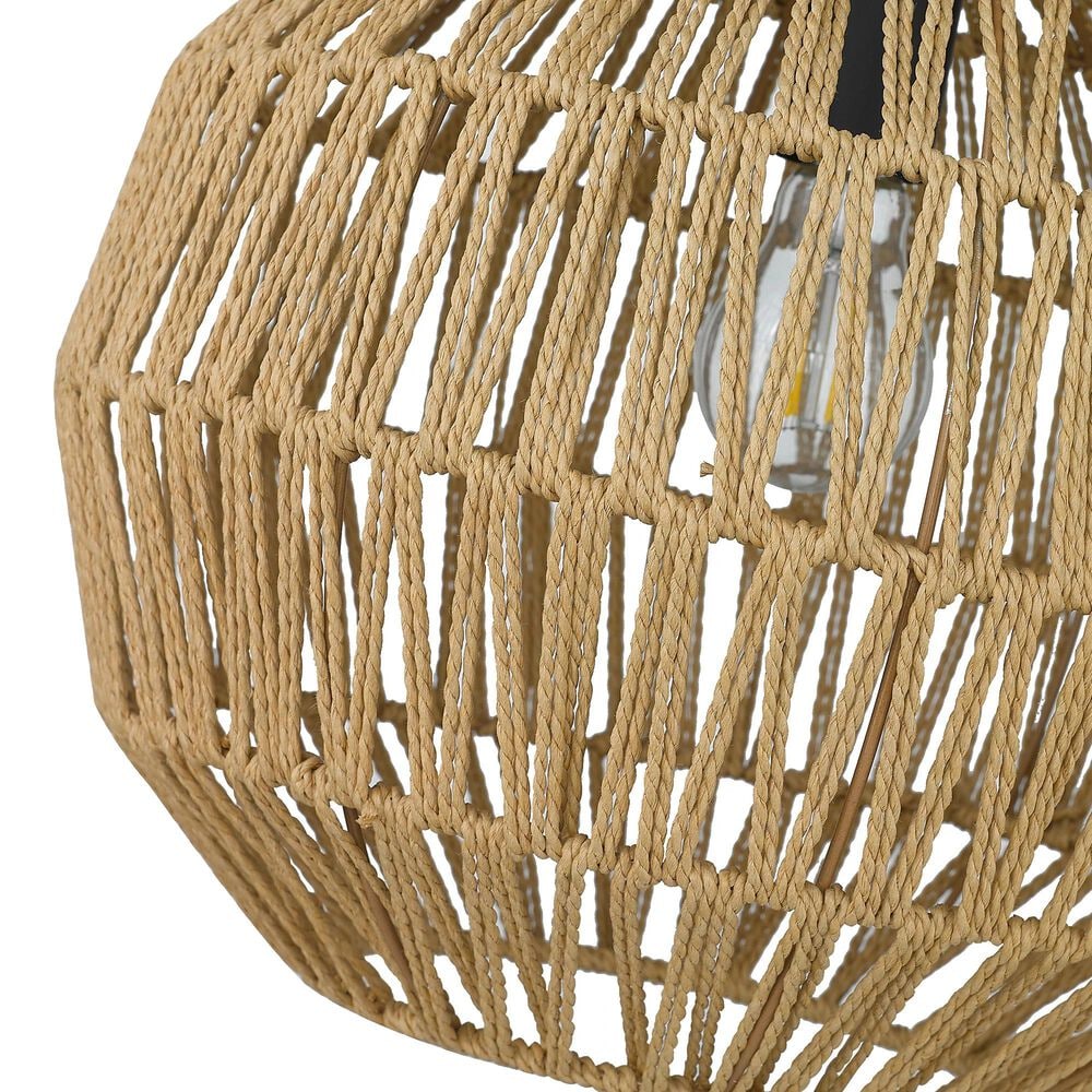 Golden Lighting Florence Mini Pendant with Natural Rope in Matte Black, , large