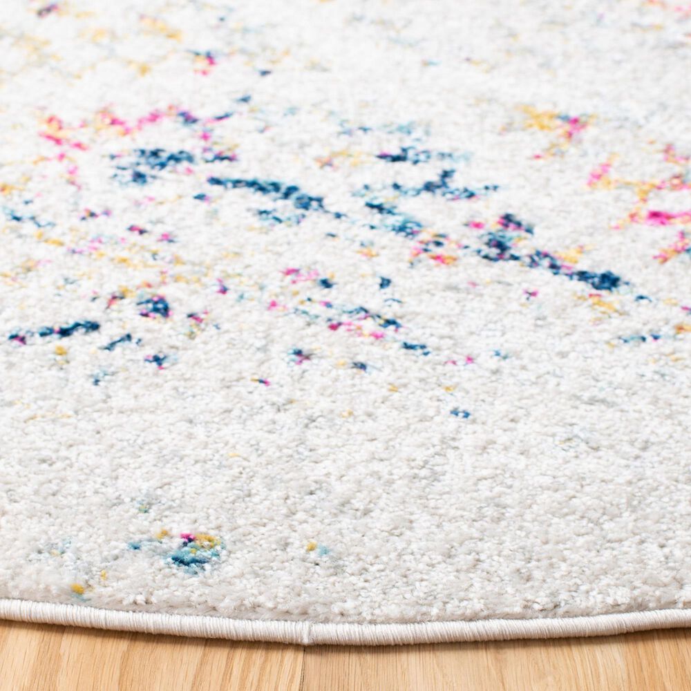 Safavieh Tulum TUL272 6&#39;7&quot; Round Ivory and Blue Area Rug, , large