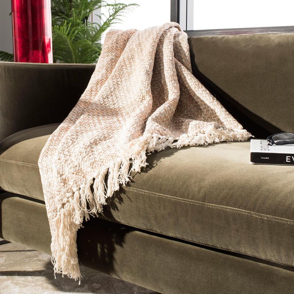 Safavieh Becks Fringe Throw in Beige/Copper, , large