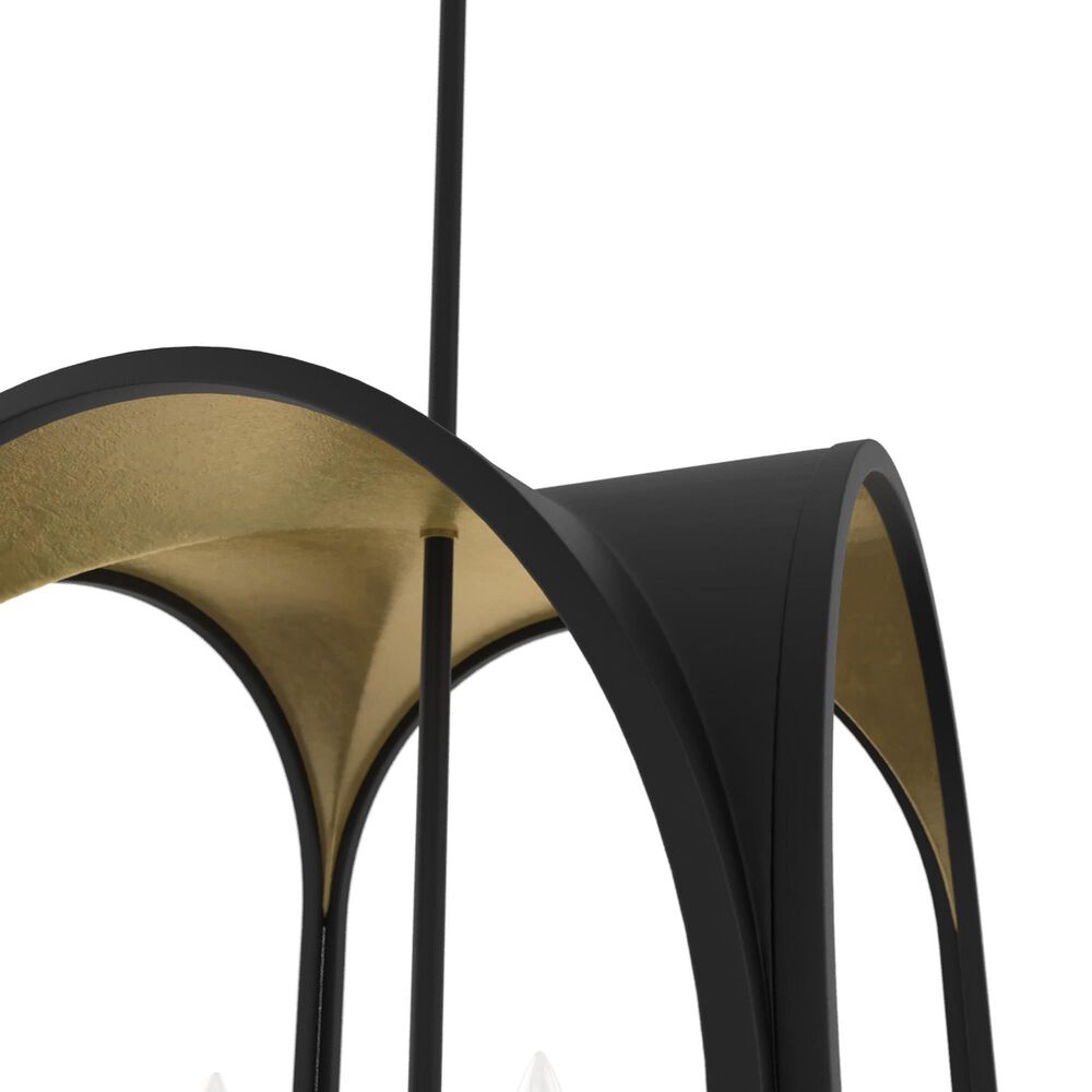 Hunter Dukestown 15" 4-Light Lantern Pendant in Natural Iron and Gold Leaf, , large