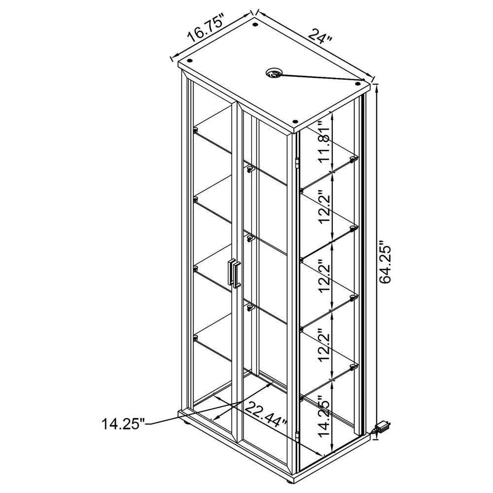 Coaster Aero 5-Shelf Display Curio Cabinet in Black and Clear, , large