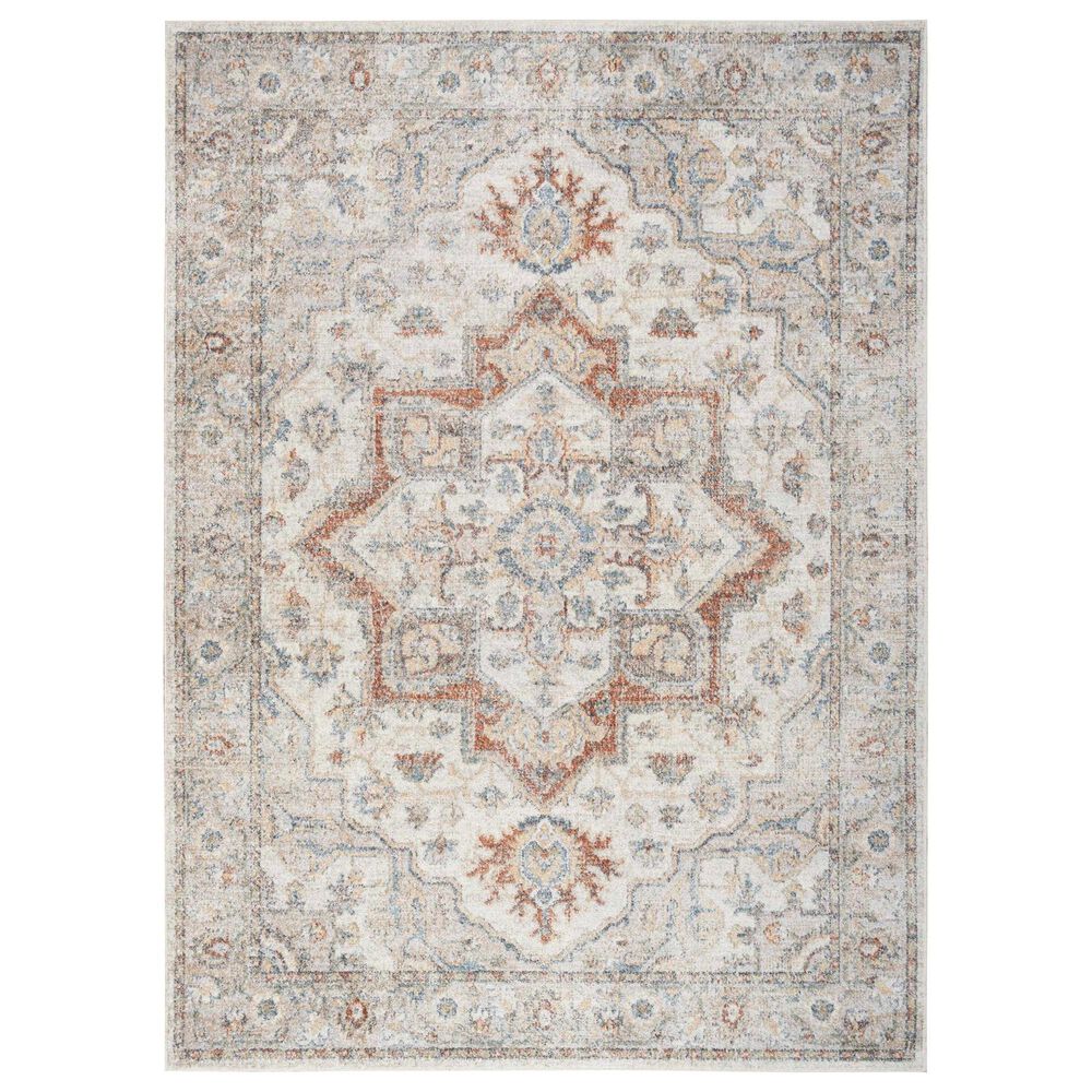 Nourison Astra Machine Washable ASW12 4" x 6" Grey and Multicolor Area Rug, , large