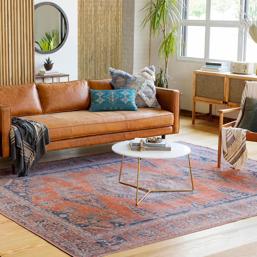 Surya Colin 7&#39;10&quot; x 10&#39;2&quot; Burnt Orange, Blue, Pale Blue and Tan Area Rug, , large