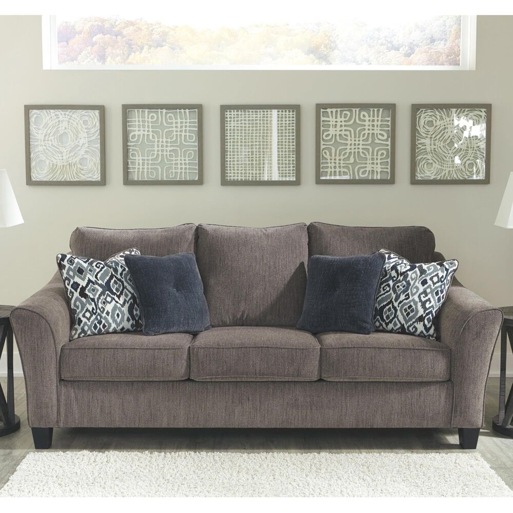 Signature Design by Ashley Nemoli Stationary Sofa in Slate, , large