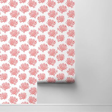 NextWall Coastal Coral Reef 216" x 20.5" Peel and Stick Wallpaper in Vermillion, , large