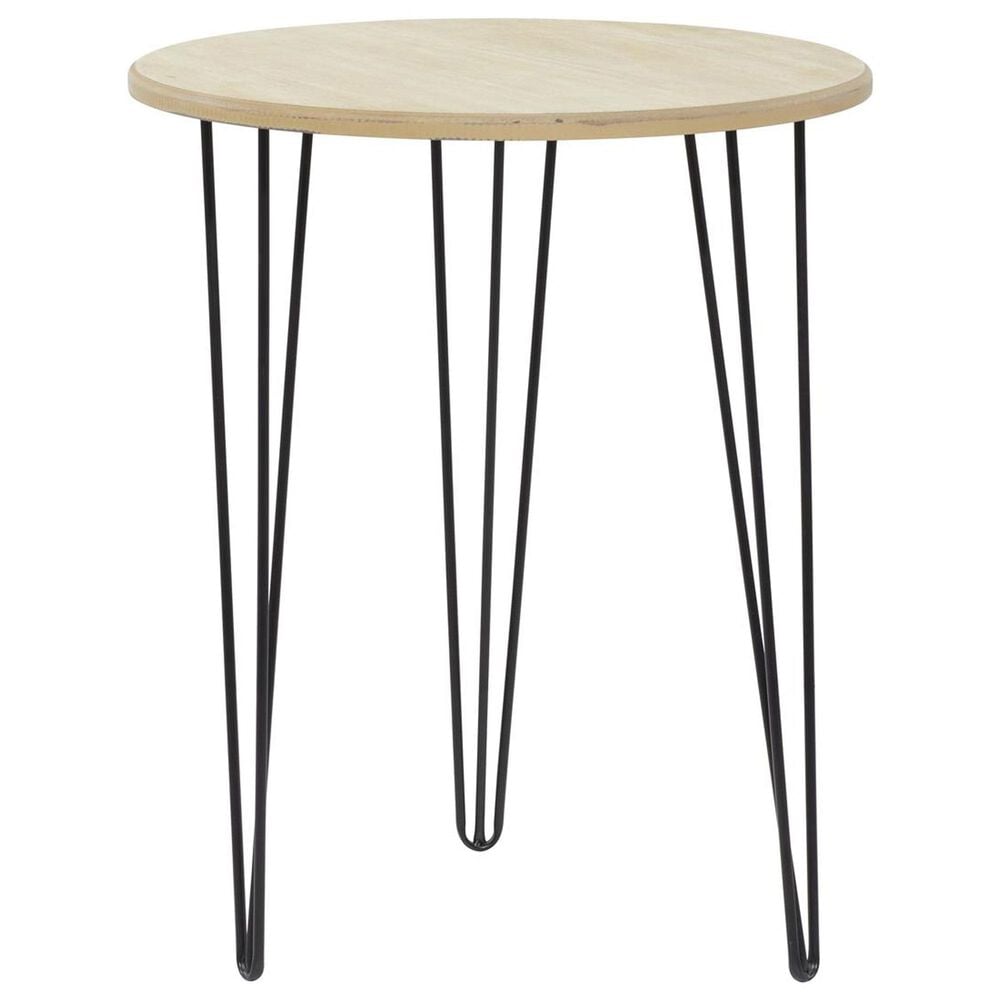 Maple and Jade Accent End Table with Hairpin Legs in Brown and Black, , large