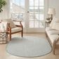 Nourison Courtyard Ivory and Aqua 5" x 8" Oval Indoor/Outdoor Area Rug, , large