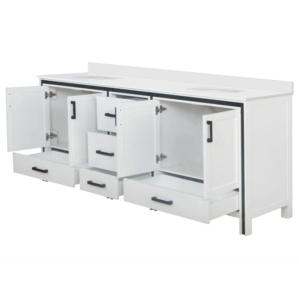 Lexora Home Ziva 84&quot; Double Bathroom Vanity in White with 2 cm White Quartz Top and Rectangular Sinks, , large