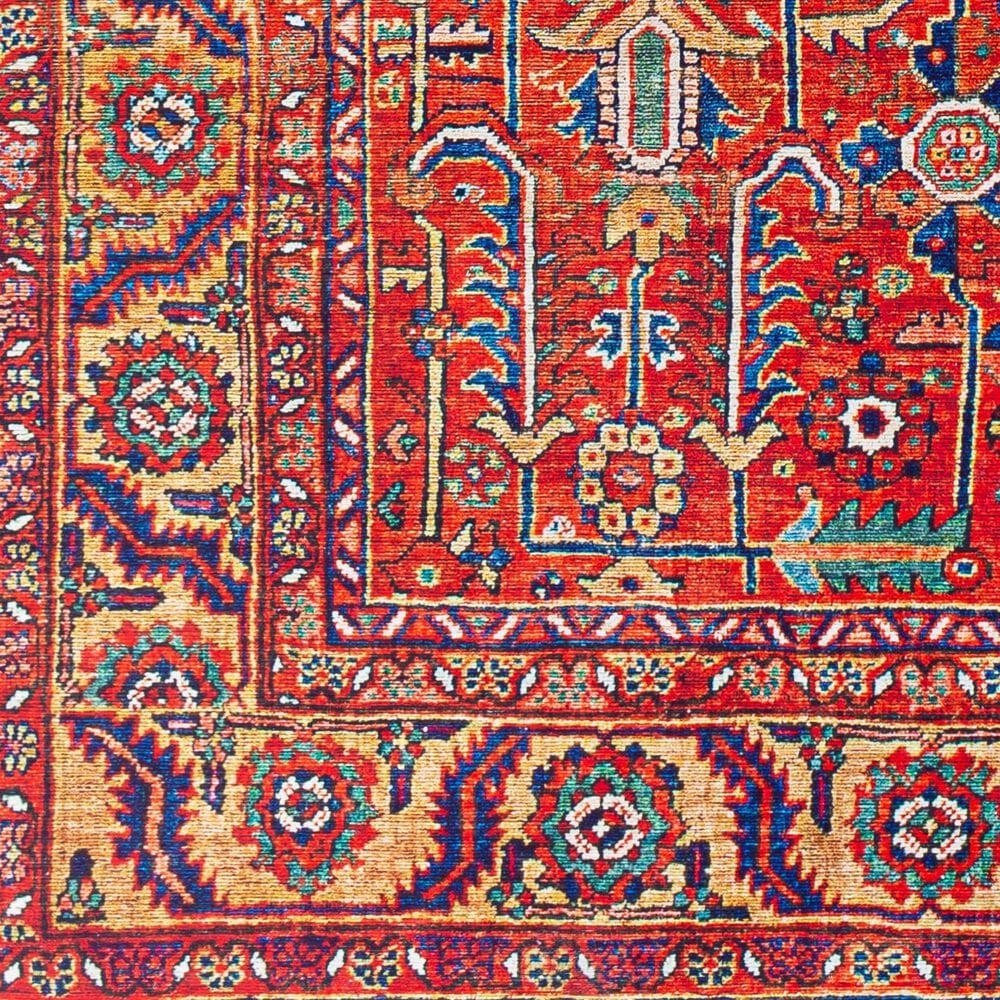 Surya Iris Burnt Orange, Dark Blue, Yellow, Light Pink, Oatmeal and Olive 2&#39;2&quot; x 3&#39;9&quot; Area Rug, , large