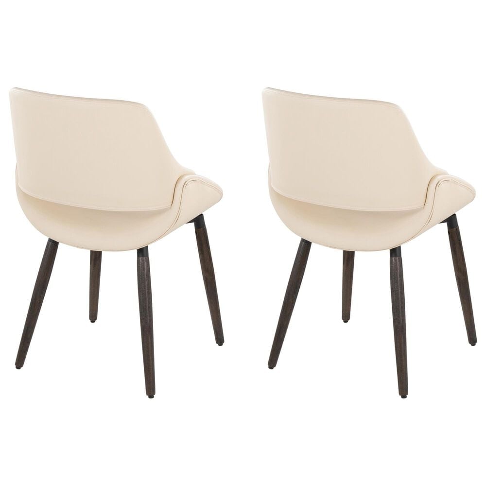 LumiSource Fabrico Side Chair with Cream Faux Leather Cushion in Dark Walnut (Set of 2), , large