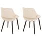 LumiSource Fabrico Side Chair with Cream Faux Leather Cushion in Dark Walnut (Set of 2), , large