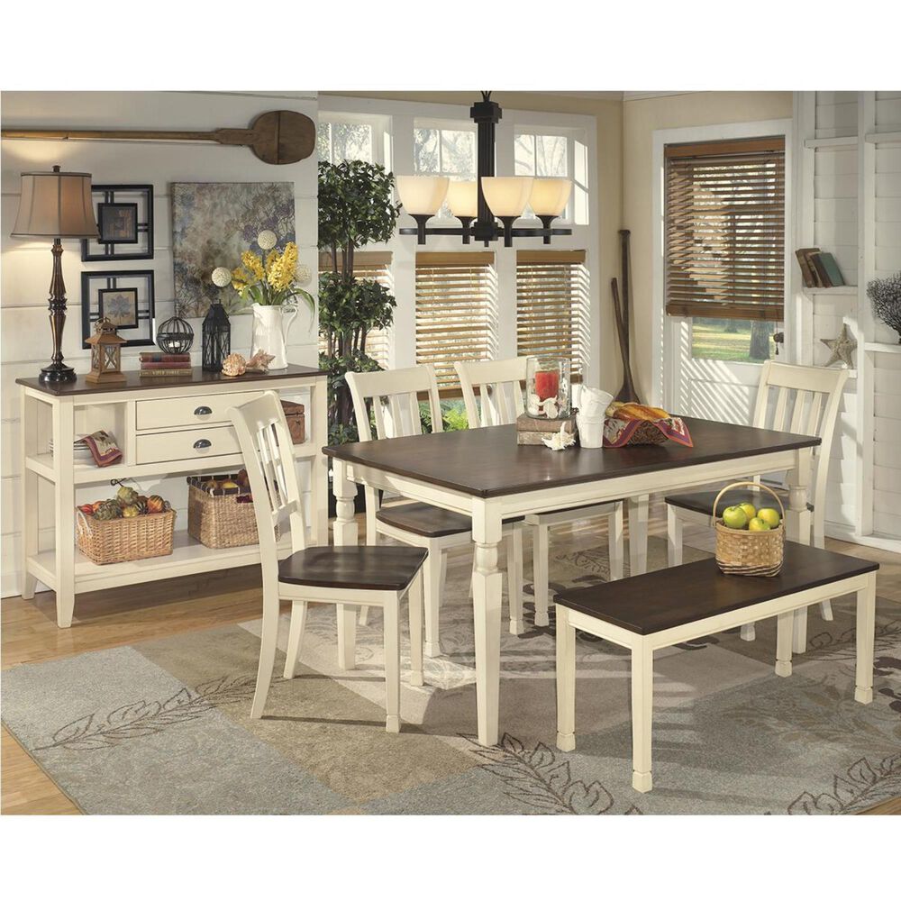 Ashley Whitesburg Server in Brown and Cottage White, , large
