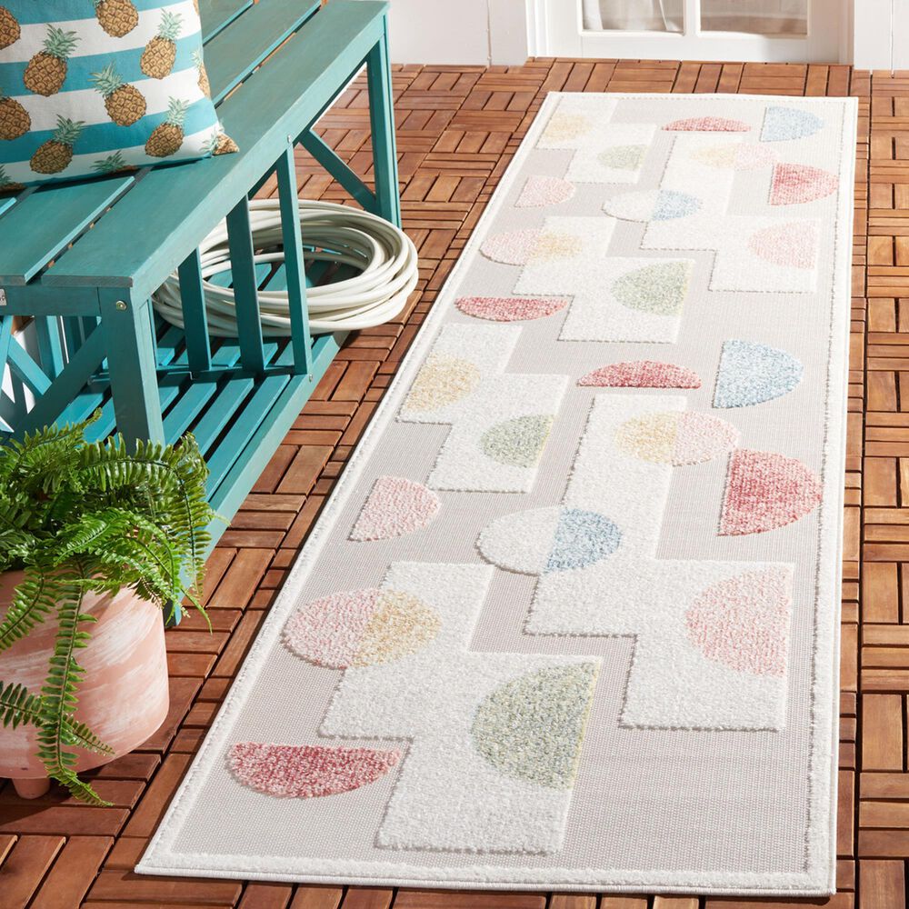 Safavieh Sarasota 2&#39;3&quot; x 9&#39; Grey and Pink Indoor/Outdoor Runner, , large