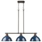 Golden Lighting Duncan 3-Light Pendant with Matte Navy Shade in Rubbed Bronze, , large