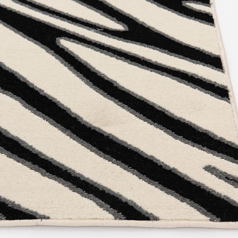 Central Oriental Terrace Tropic Jayla 6&#39;7&quot; x 9&#39;6&quot; White and Black Area Rug, , large