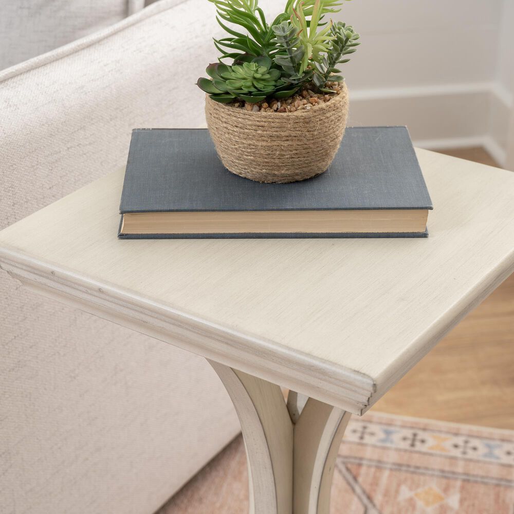 Linden Boulevard Dylan Sculptural Pedestal End Table in White, , large