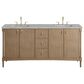 James Martin Kinnsden 72" Double Bathroom Vanity in Weathered Oak with 3 cm Victorian Silver Silestone Top and Rectangular Sinks, , large