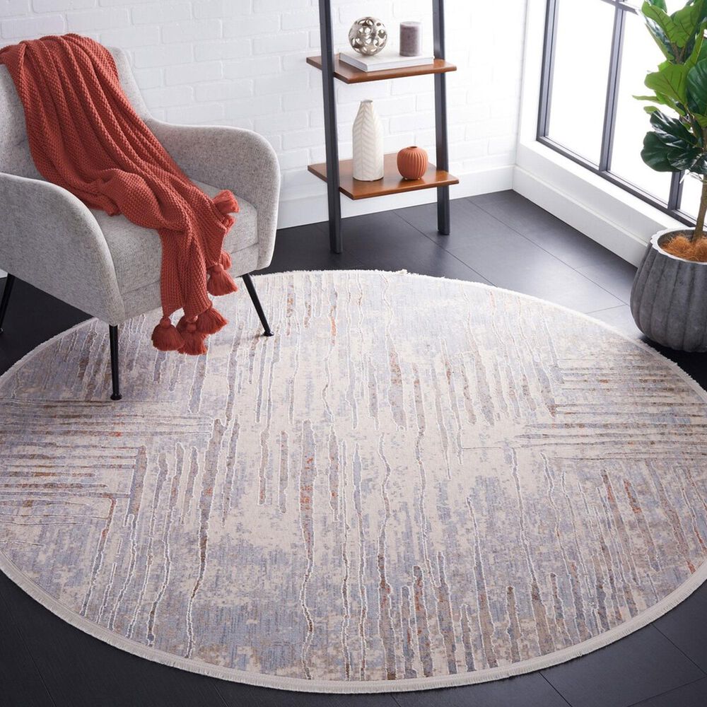 Safavieh Marmara MRM304B 6&#39;7&quot; Round Beige, Blue and Rust Area Rug, , large